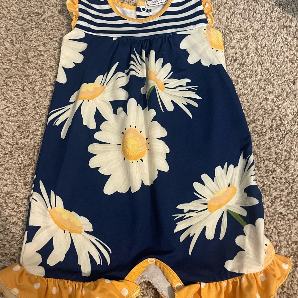 Navy Floral Baby Romper
